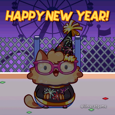 Happy New Year Cat GIF by Mino Games