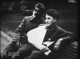 NationalWWIMuseum black and white laughing military footage GIF