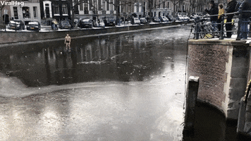 Ice Skater Falls Through Thin Ice GIF by ViralHog
