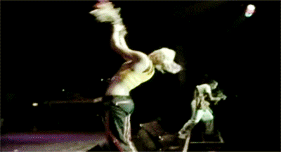 Gwen Stefani throws a bouquet in the Don't Speak music video that she catches in another scene