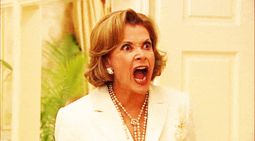 Arrested Development gif. Jessica Walter as Lucille yells angrily, with furious wide-open eyes