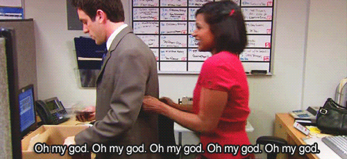 Image result for ryan and kelly the office gif