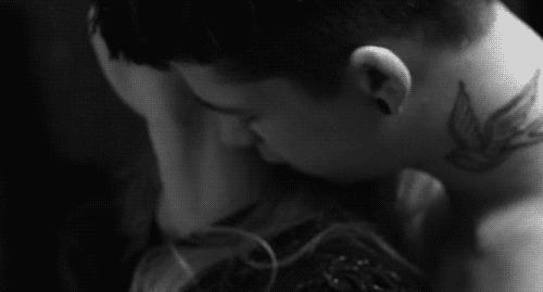Kissing Black And White GIF