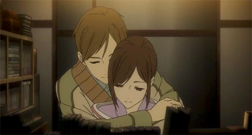 cute gay anime hug gif