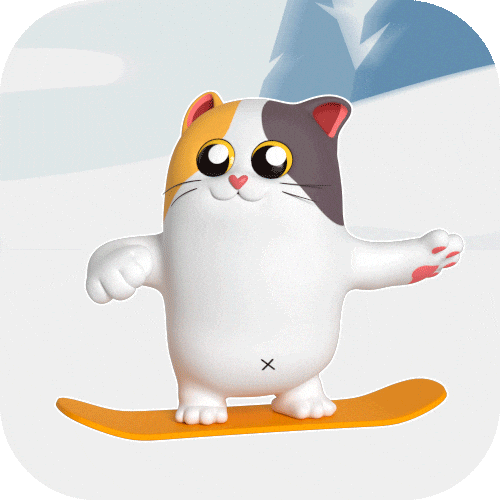 Cat Snowboarding GIF by Liberty Cats Emojis