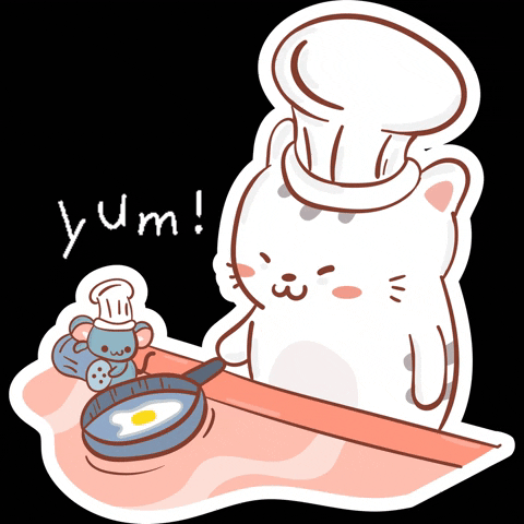 sanahuynh cat yummy cooking yum GIF
