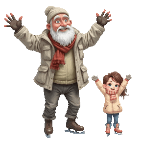 Ice Skating Snowing Sticker