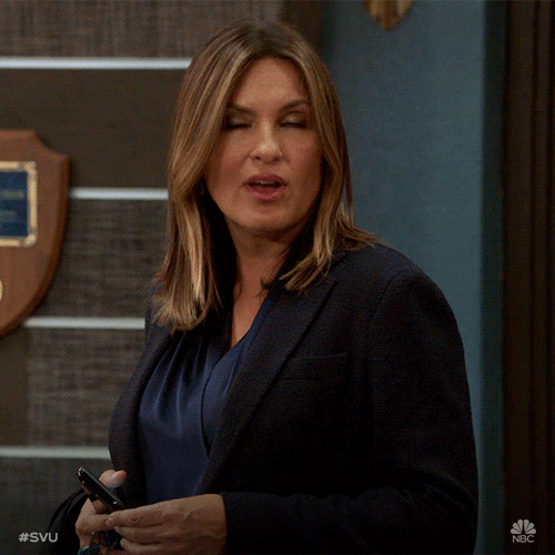 TV gif. Mariska Hargitay as Olivia Benson from Law & Order SVU tips her head back and opens her mouth in an "ahh," evidently realizing something.
