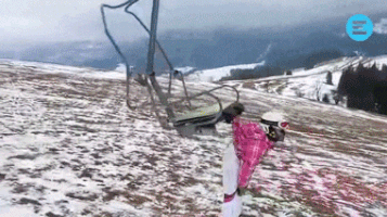 ski lift fail GIF