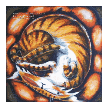 etourist art cat sleep circle Sticker