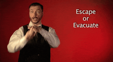 evacuate sign language GIF by Sign with Robert