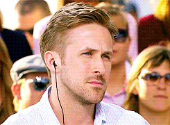  ryan gosling podcast headphones earbuds listening to music GIF