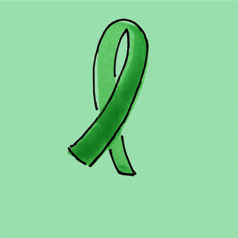 gif of green ribbon and the words Mental Health Matters