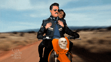 stephen colbert motorcycle GIF by The Late Show With Stephen Colbert