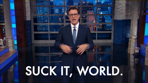 stephen colbert suck it GIF by The Late Show With Stephen Colbert