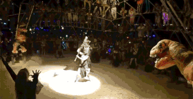 ctrexpope t-rex burning man thunderdome welcome to the thunderdome GIF