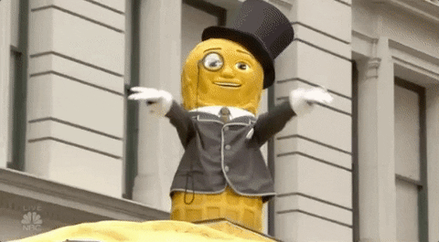 Planter's peanut guy at Macy's Thanksgiving Day parade gif