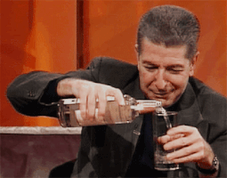 Leonard Cohen Drinking GIF