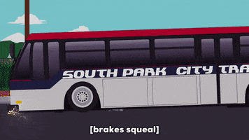 bus brakes GIF by South Park 