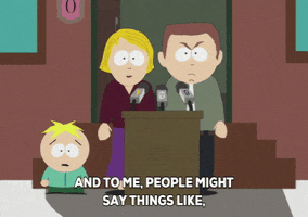 butters scotch speaking GIF by South Park 
