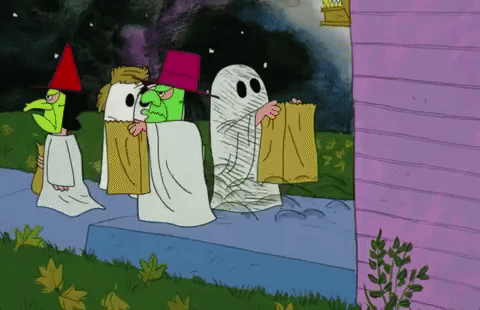  its the great pumpkin charlie brown trick or treating GIF