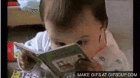 baby intense reading GIF