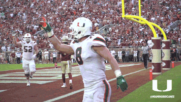 Jumping College Sports GIF by Miami Hurricanes