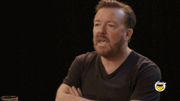 ricky gervais hot ones GIF by First We Feast: Hot Ones