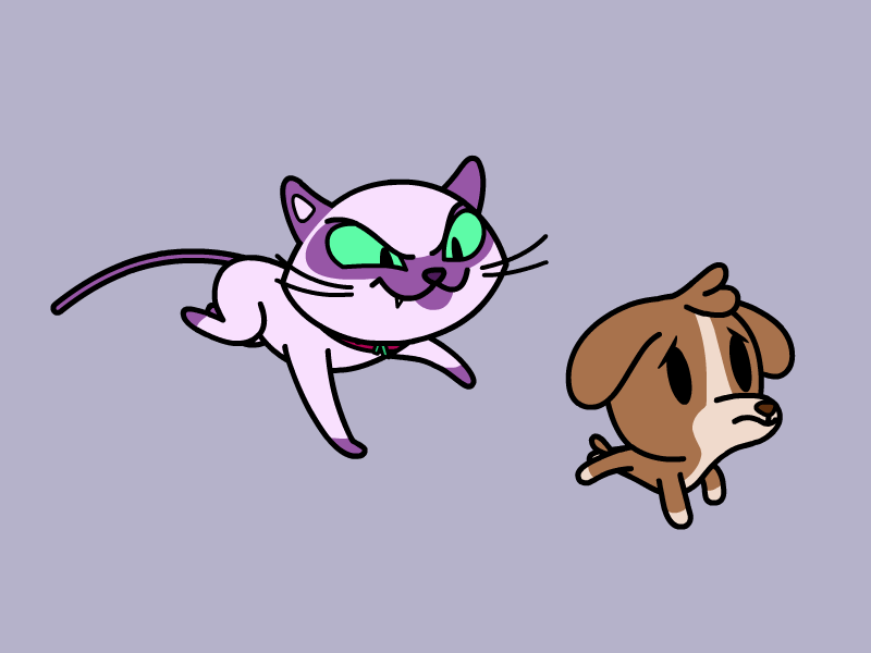 dog chasing cat chasing mouse