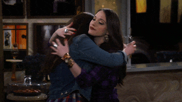2 broke girls hug GIF by CBS