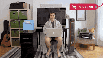 goodworker shopping underwear broke homeoffice GIF