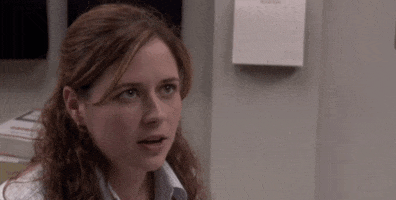 The Office gif. Jenna Fischer as Pam looks up and nods politely while saying, “oh nice.” She then looks down with a big smile on her face.