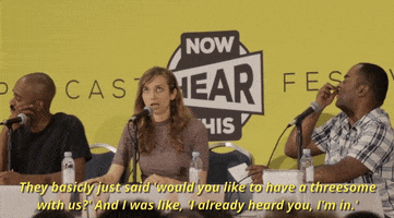 lauren lapkus threesome GIF by Now Hear This podcast Festival