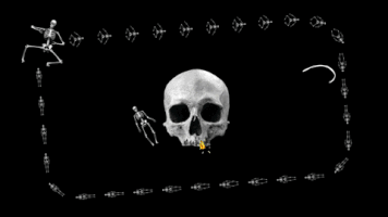 guitoudouble animation psychedelic skeleton crane GIF