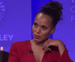 Celebrity gif. Kerry Washington turns her head and rolls her eyes, annoyed. She rests her head in her hand, exasperated. 