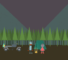 camping artificial intelligence GIF by The Old Stand Studio