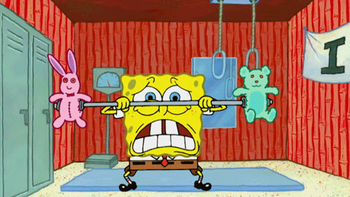 Image result for spongebob weight lifting gif
