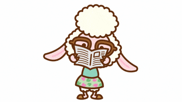 Disney gif. Bellwether the sheep in Zootopia cowers behind a newspaper as sweat flies off of her wooly head.