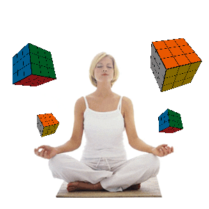 GIF of a person meditating surrounded by rubix cubes sourced from Anthony Antinellis GIPHY account.