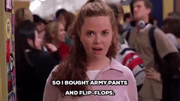 mean girls so i bought army pants and flip flops GIF