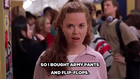 Mean Girls So I Bought Army Pants And Flip Flops GIF - Find & Share on GIPHY