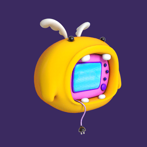 qubitzstudio cute tv flying character GIF