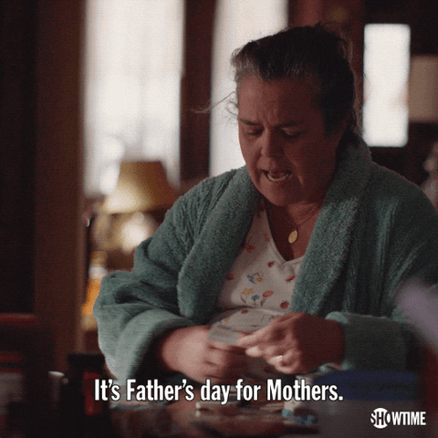 season 1, comedy, celebrate, showtime, phone, rosie, mothers, tutu,  father's day, smilf, rosie o'donnell, father's day for mothers – GIF