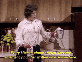 dan aykroyd every kitchen phone should have the emergency number written on it somewhere GIF by Saturday Night Live
