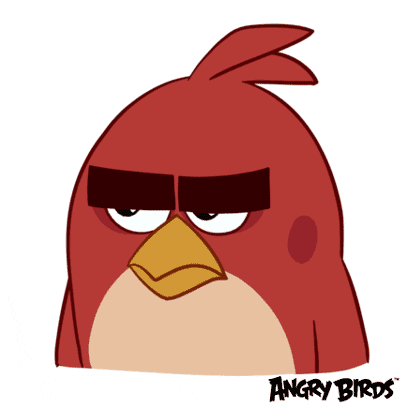 Movie gif. Big Red Bird from the Angry Birds Movie dramatically rolls his eyes, pushing his eyebrows up his face. 