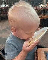 Queso-Crazy Toddler Licks His Plate Clean
