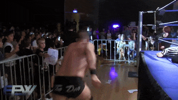 over the top dive GIF by Explosive Professional Wrestling