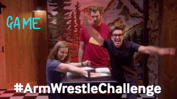 rhett and link arm wrestle challenge GIF by Make-A-Wish America