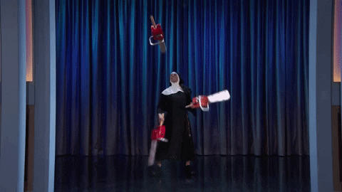 gif: juggling chainsaws!