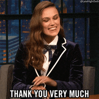keira knightley thank you GIF by Late Night with Seth Meyers